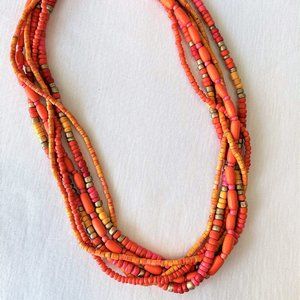 Red orange summer necklace